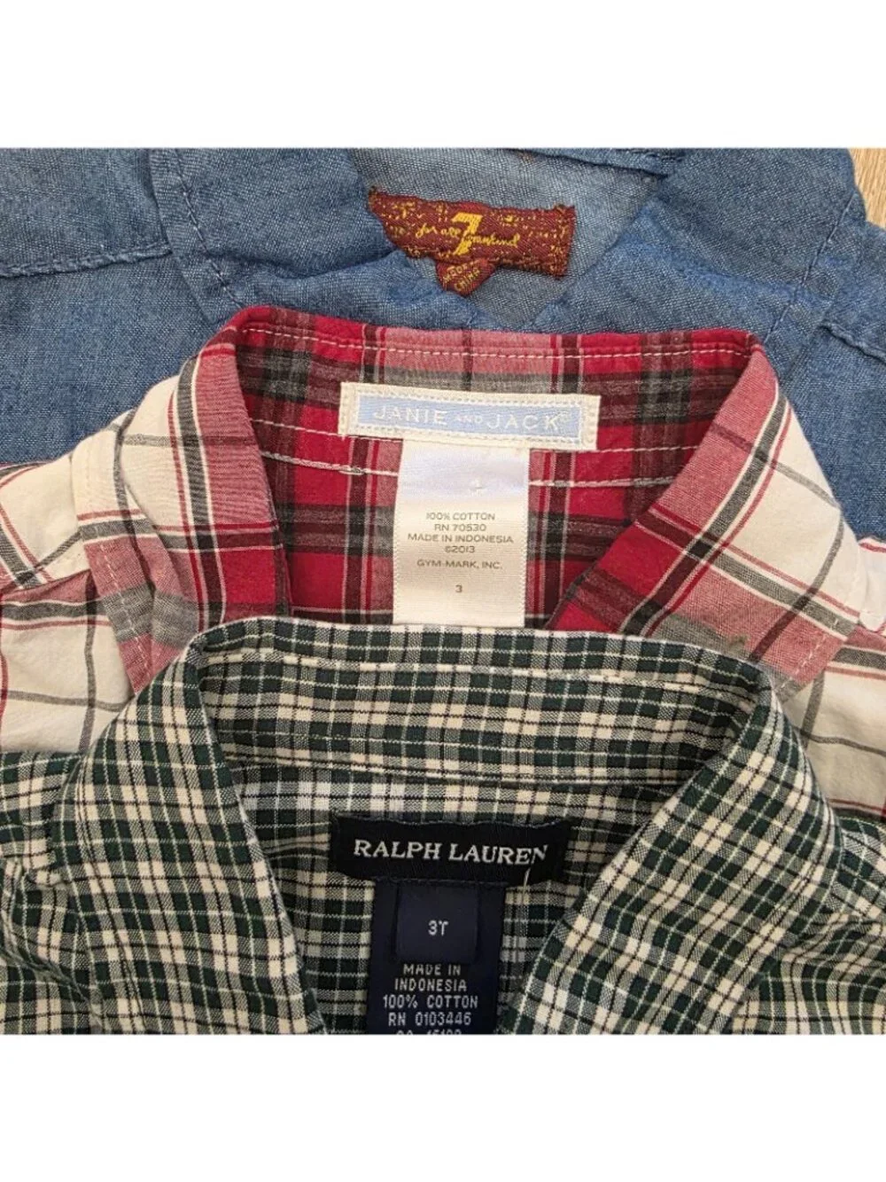 Ralph Lauren Janie and Jack 7 for all Mankind 3T Shirt Lot Plaid Button Down